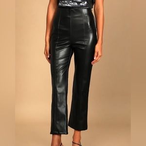 Lulus Maximum Chic Black Vegan Leather Cropped Flare Pants